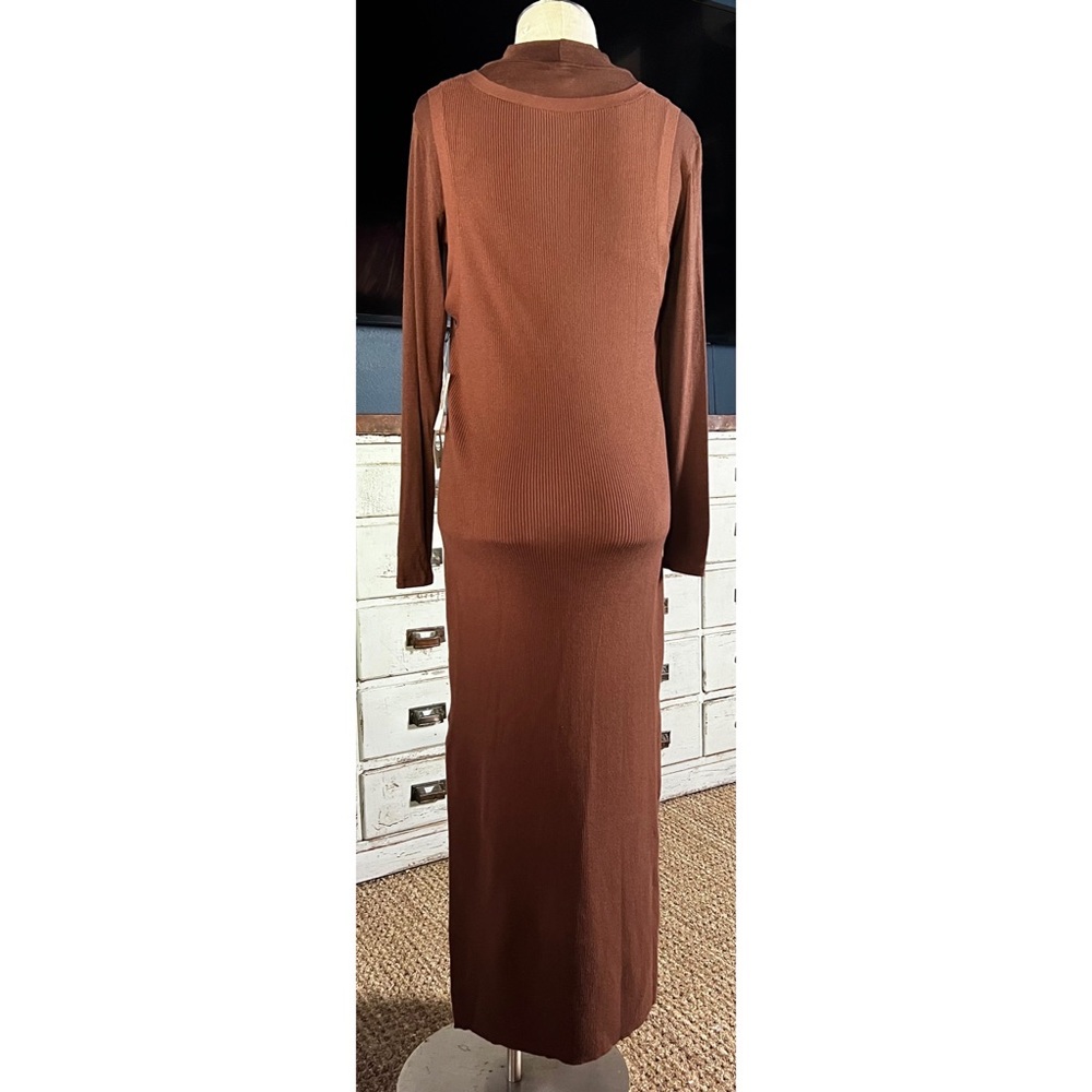 Anthropologie Daily Practice Slim V-Neck Two Piece Knit Dress Set M - Picture 10 of 14